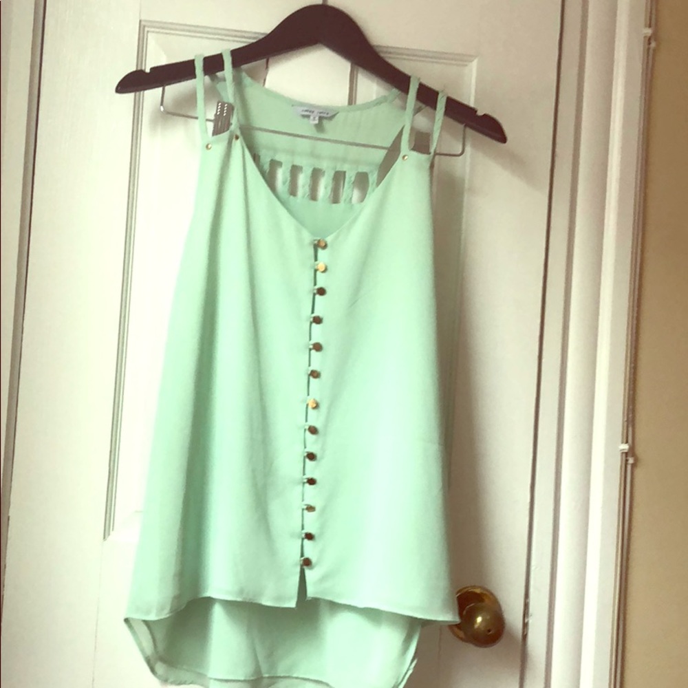 Mint button down tank